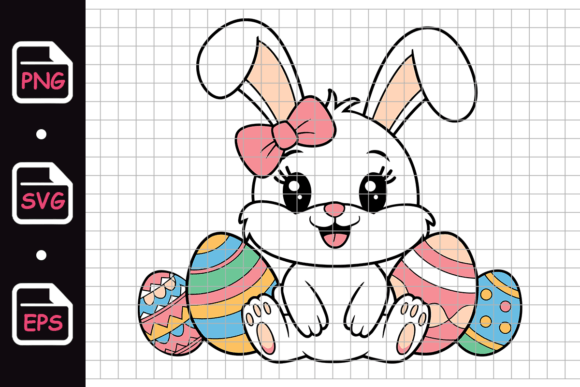 Adorable Easter Bunny with Decorative Eggs Design Files