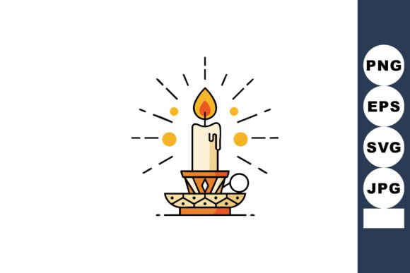 Candle with Flame and Decorative Holder: A Vector for Cozy Atmosphere