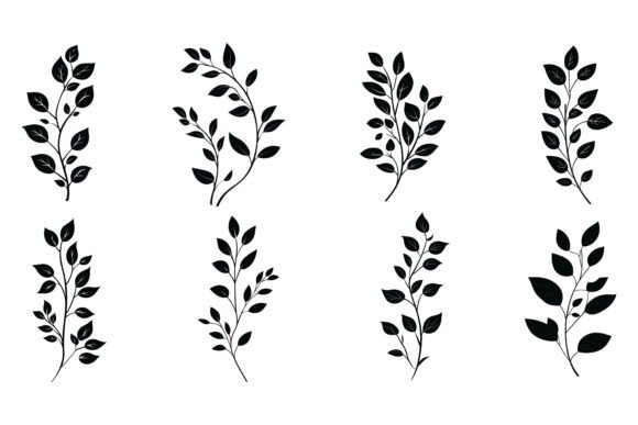 Decorative Art Branches with Leaves: Nature-Inspired Design Assets