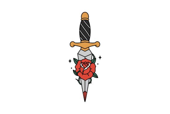 Decorative Dagger with Black Handle: A Bold Design Asset