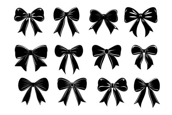 Elevate Your Design with a Set of Graphical Decorative Bows
