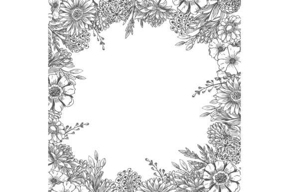 Floral Round Frame: A Decorative Botany Border for Any Project