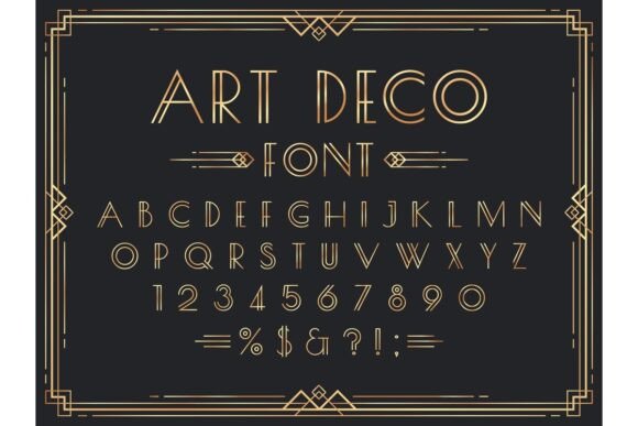 Golden Art Deco Font: Luxury Decorative Elegance