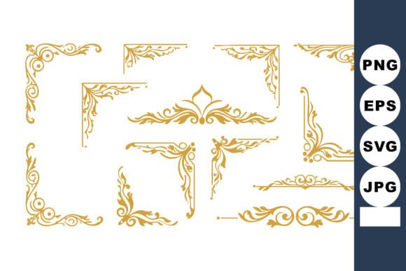 Golden Ornamental Corners: Elevate Your Design Projects